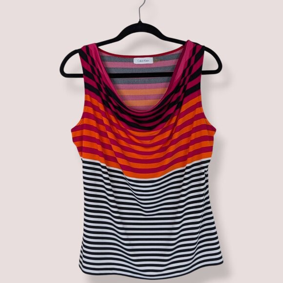 Calvin Klein Striped Cowl Neck Top - Picture 4 of 6